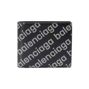 BALENCIAGA Logogram Bifold Wallet Black Calfskin Leather